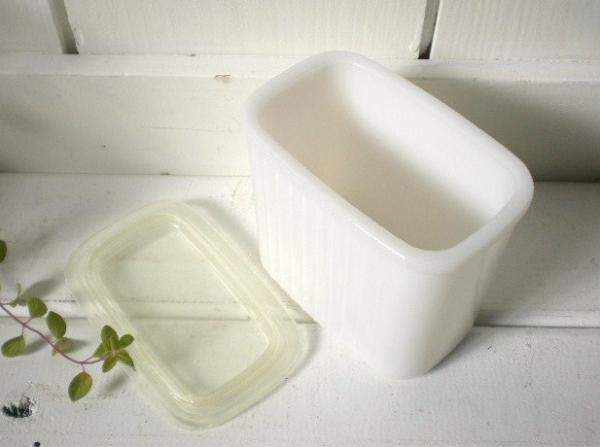 ヘーゼルアトラス ヴィンテージ レフリジレイター 保存容器 ミルクガラス USA キッチン雑貨 USA