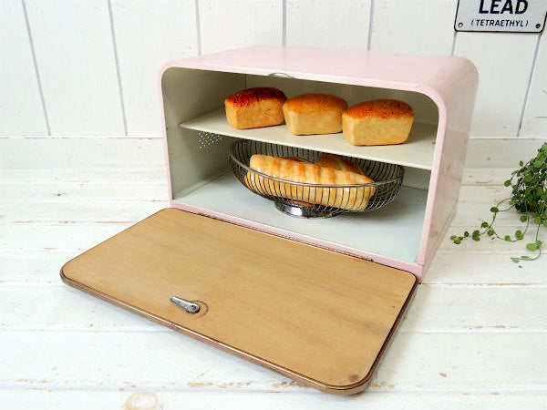 LINCOLN ピンク×ゴールドトーン・2段式・ブレッドケース・アメリカンビンテージ・キッチン雑貨