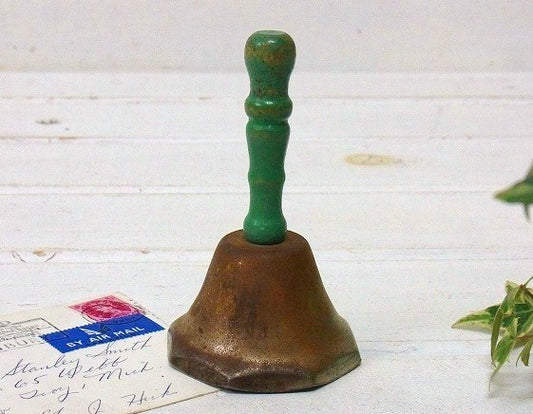 木製ハンドルの小さなアンティーク・ハンドベル/呼び鈴　USA