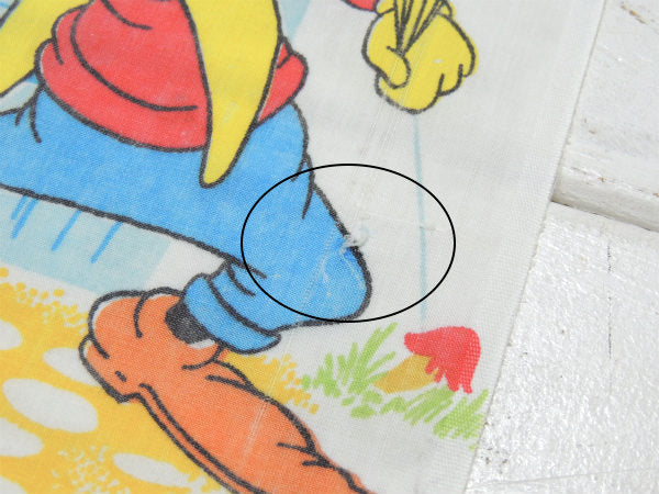 【ミッキー&フレンズ】OLDミッキー・お祭り柄・70'sヴィンテージ・ユーズドシーツ(フラット)