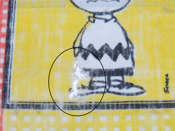 【スマイル・スヌーピー】ピーナッツの仲間・パネル柄・70'ヴィンテージ・ユーズドシーツ(フラット)