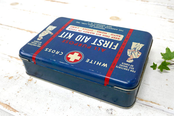 1940's WHITE CROSS ヴィンテージ 救急箱 薬箱 ファーストエイド ブリキ缶 USA