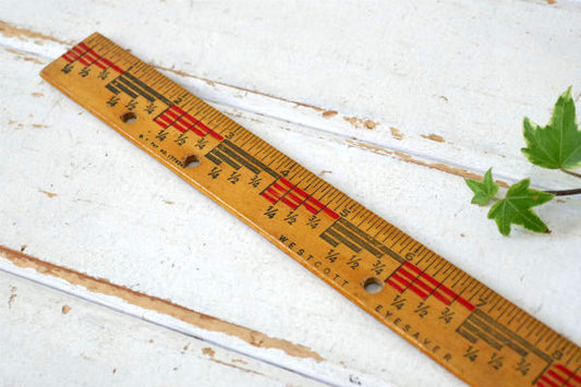 WESTCOTT EYESAVER インチ 分数 木製 ヴィンテージ 定規 ルーラー 物さし USA