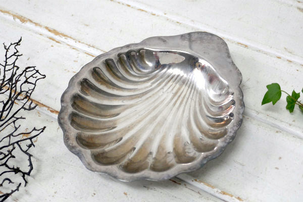 【ONEIDA】シルバープレート・シェル型・ヴィンテージ・トレイ・ソープディッシュ・キャンデイトレイ