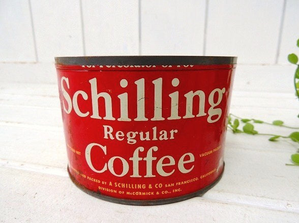 【Schilling COFFEE】サンフランシスコ・ティン製・ヴィンテージ・コーヒー缶・ブリキ缶