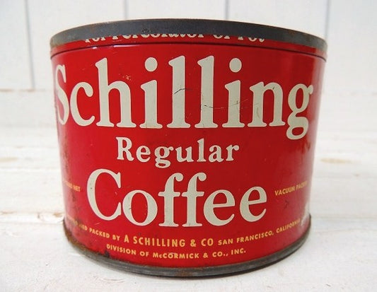 【Schilling COFFEE】サンフランシスコ・ティン製・ヴィンテージ・コーヒー缶・ブリキ缶
