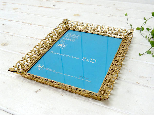 IIC フラワーモチーフ・透かしデザイン・アンティーク・フォトスタンド・写真立て・フレーム 額 装飾