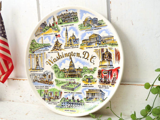 Washington D.C. ワシントンDC スーベニア品 陶磁器 ヴィンテージ プレート 絵皿 星条旗　ホワイトハウス USA