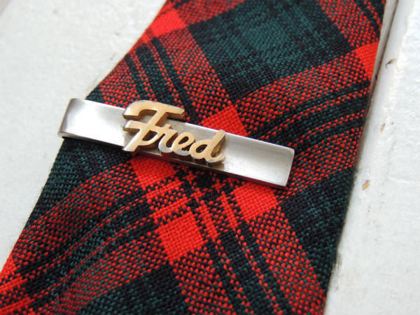 【Fred・スワンク】シルバー×ゴールドトーン・イニシャル・デザイン・ヴィンテージ・タイピン