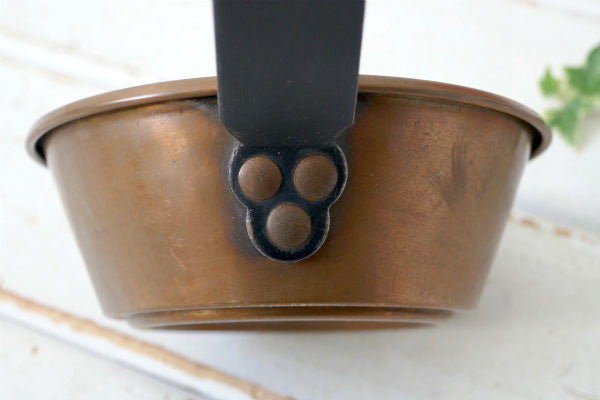 OLD 銅製 ロングハンドル ヴィンテージ コッパーパン 片手鍋 銅鍋 キャンプ アウトドア 暖炉