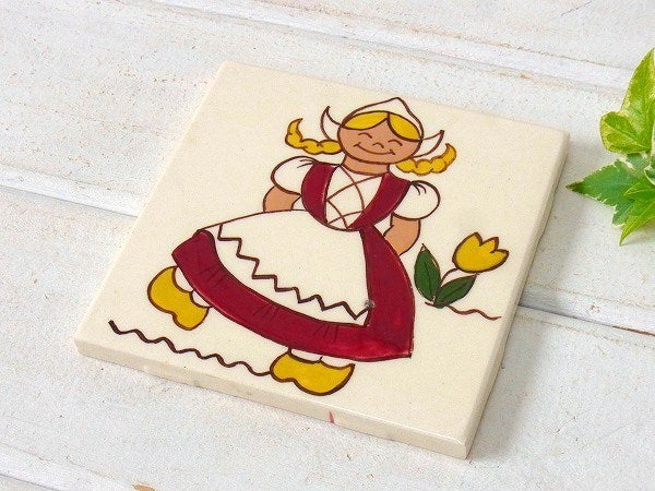 【GENERAL TILE】オランダ衣装の女の子柄・デッドストック・アンティーク・タイル USA