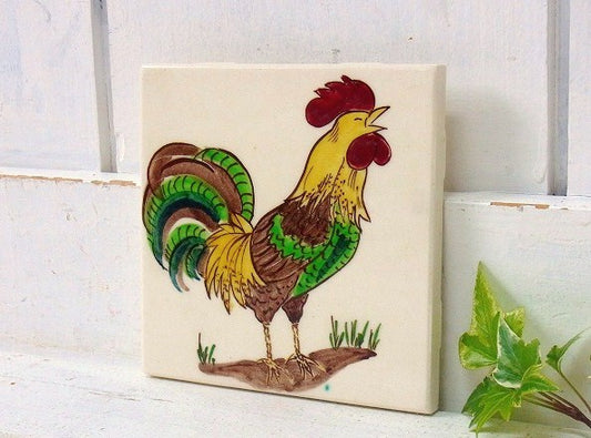 【GENERAL TILE】ニワトリ柄・デッドストック・アンティーク・タイル/鍋敷き USA