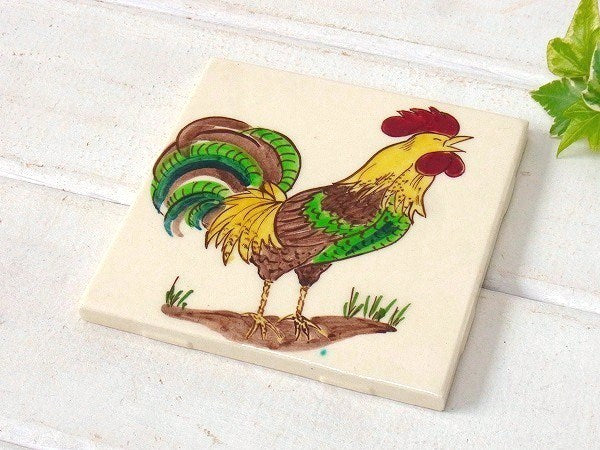 【GENERAL TILE】ニワトリ柄・デッドストック・アンティーク・タイル/鍋敷き USA