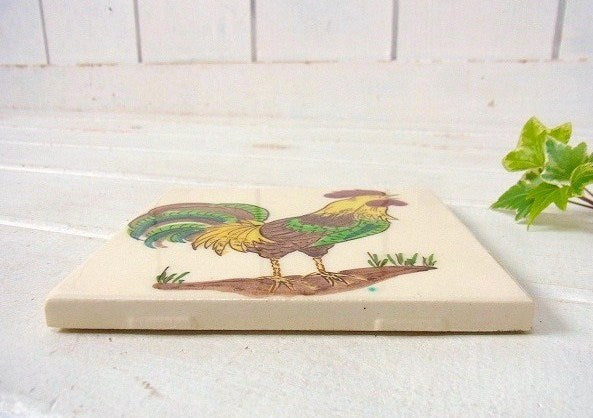 【GENERAL TILE】ニワトリ柄・デッドストック・アンティーク・タイル/鍋敷き USA