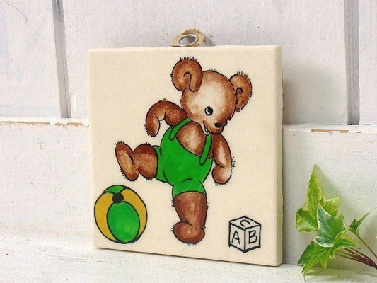 【GENERAL TILE】テディベア子グマ柄・デッドストック・アンティーク・タイル