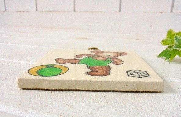 【GENERAL TILE】テディベア子グマ柄・デッドストック・アンティーク・タイル