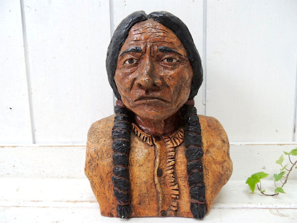 シッティング ブル スー族・インディアン・セラミック製・1976・ヴィンテージ・バストヘッド ドール