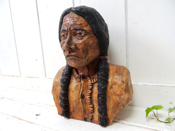 シッティング ブル スー族・インディアン・セラミック製・1976・ヴィンテージ・バストヘッド ドール