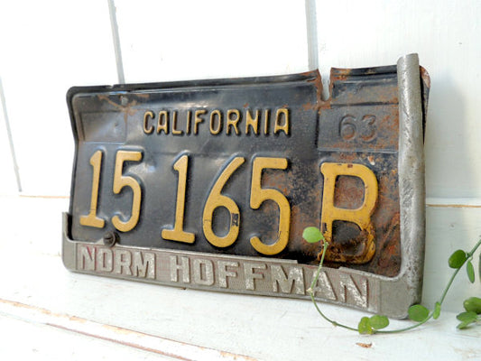 US カリフォルニア 1963年・15 165 B・ヴィンテージ・ナンバープレート・フレーム付き
