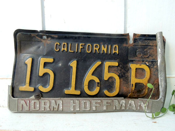 US カリフォルニア 1963年・15 165 B・ヴィンテージ・ナンバープレート・フレーム付き