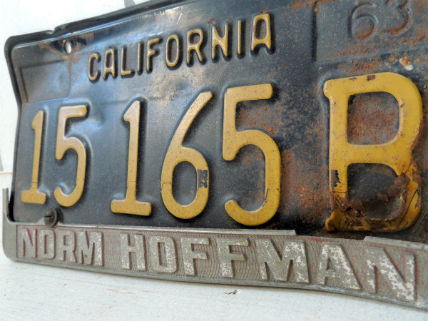 US カリフォルニア 1963年・15 165 B・ヴィンテージ・ナンバープレート・フレーム付き