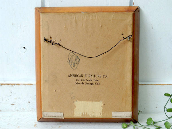 かぼちゃ・葉・スクワッシュ 印刷物・プリント入り・アンティーク・木製フレーム×ガラス製・額・壁飾り