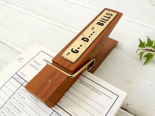 G-- D--- BILLS 木製 BIGサイズ ビンテージ・レタークリップ・ペーパー USA