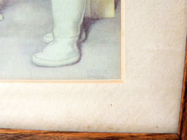 Bessie Pease Gutmann  New York 1876-1960 ベッシー・ガットマン・額 赤ちゃん・絵柄・印刷物・プリント・アンティーク・木製 フレーム
