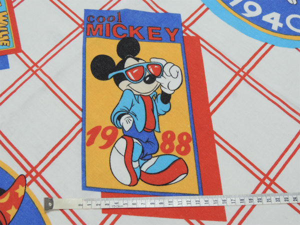 【ミッキーマウス】蒸気船ウィリー&ファンタジア・ビンテージ・USEDボックスシーツ/コットン100%