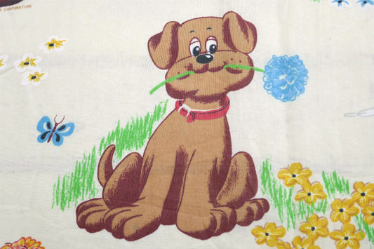【パウンドパピーズ】たくさんの子犬・80's・ヴィンテージ・ユーズドシーツ(フラットタイプ) USA