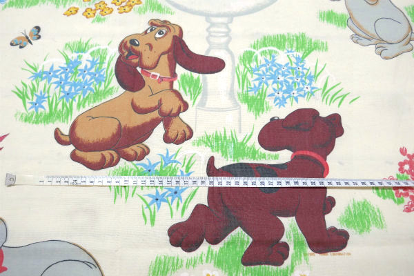 【パウンドパピーズ】たくさんの子犬・80's・ヴィンテージ・ユーズドシーツ(フラットタイプ) USA