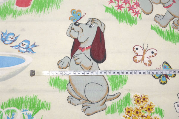 【パウンドパピーズ】たくさんの子犬・80's・ヴィンテージ・ユーズドシーツ(フラットタイプ) USA