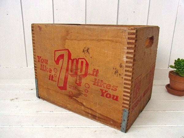 【7UP】セブンアップ・ヴィンテージ・ウッドボックス/木箱/あられ組み USA
