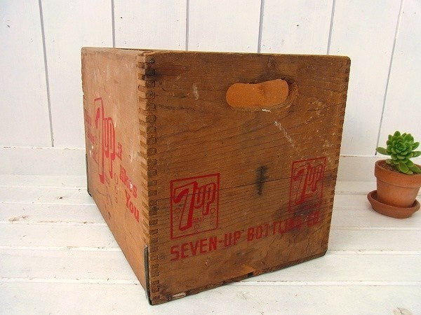 【7UP】セブンアップ・ヴィンテージ・ウッドボックス/木箱/あられ組み USA