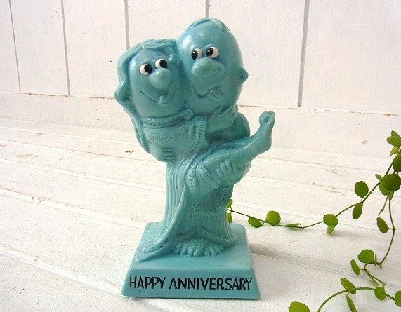 【HAPPY ANNIVERSARY】70’s・水色のヴィンテージ・メッセージドール/人形 USA