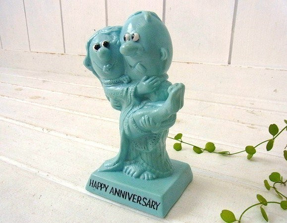 【HAPPY ANNIVERSARY】70’s・水色のヴィンテージ・メッセージドール/人形 USA