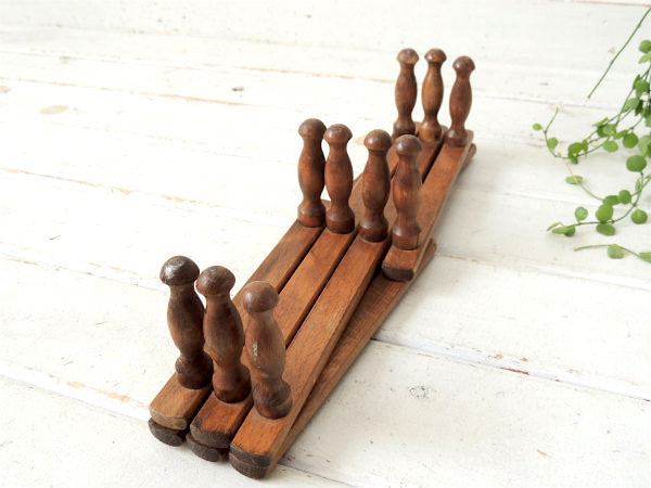 ノスタルジック・木製壁掛け・ジャバラ式・アンティーク・ハットラック/コートフック USA