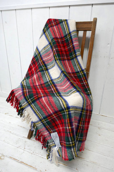 Moffat Woollens スコットランド ウール100% ヴィンテージ ブランケット ひざ掛け