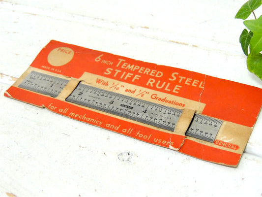 【GENERAL・十進法】6インチ・ステンレス・ビンテージ・定規・ルーラー・Tools・文房具
