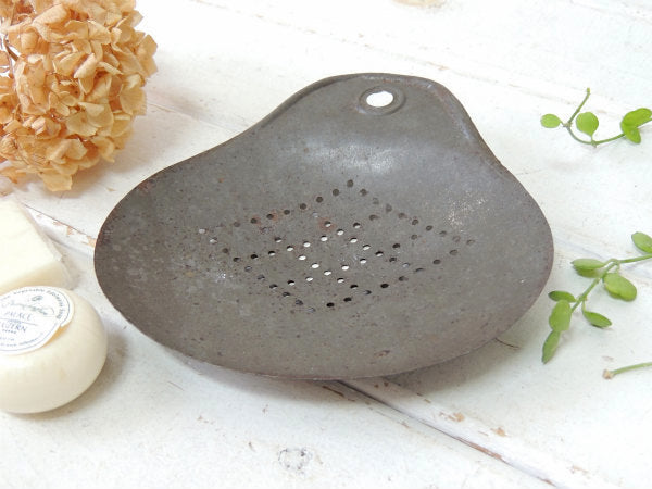 1800〜1900's ティン製・アンティーク・スキマー　ミルクスキマー　穴あき杓子 USA