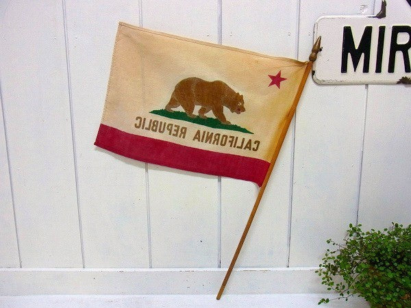 ヴィンテージ・カリフォルニア州国旗/グリズリー/フラッグ　USA