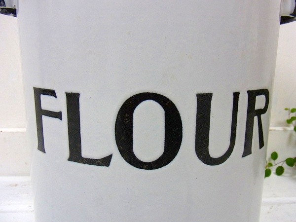 【FLOUR・英国・イギリス製】アンティーク・ホーロー製・フラワー缶・両手鍋