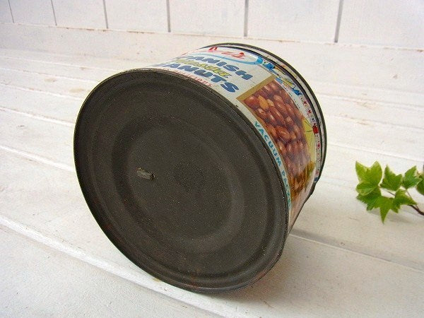 【Fisher's Peanuts】ピーナッツのフタ付きヴィンテージ・ティン缶/ブリキ缶 USA