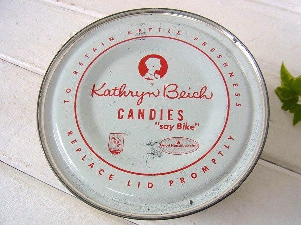 Kathryn Beich キャンディ フタ付き ヴィンテージ・ティン缶 ブリキ缶 USA