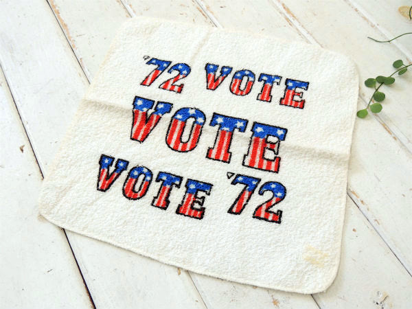 VOTE 1972年 星条旗 デッドストック ヴィンテージ ハンド タオル コットン100% USA