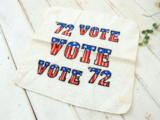 VOTE 1972年 星条旗 デッドストック ヴィンテージ ハンド タオル コットン100% USA