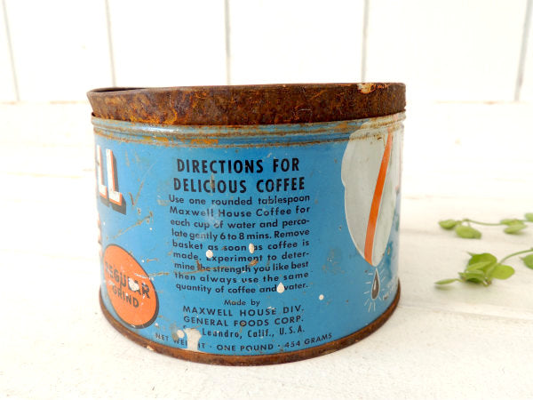 【MAXWELL HOUSE/REGULAR GRIND】ブリキ製・ヴィンテージ・コーヒー缶/Cal