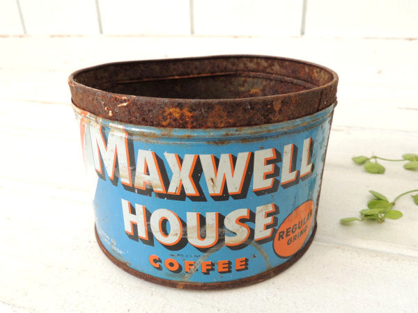 【MAXWELL HOUSE/REGULAR GRIND】ブリキ製・ヴィンテージ・コーヒー缶/Cal