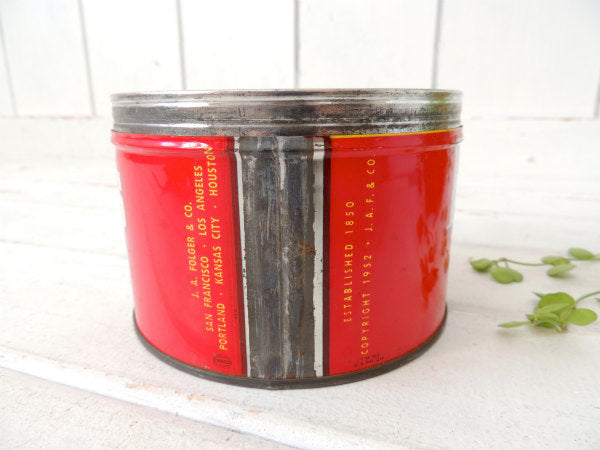 【1952's/フォルジャーズ】赤色・ブリキ製・ヴィンテージ・コーヒー缶/ティン缶 USA
