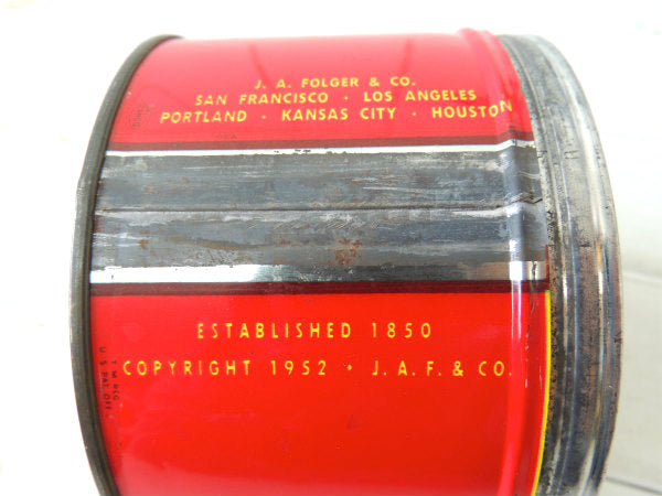 【1952's/フォルジャーズ】赤色・ブリキ製・ヴィンテージ・コーヒー缶/ティン缶 USA